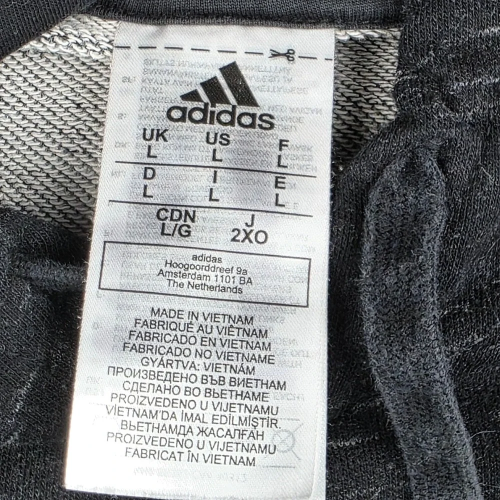 Adidas Hoodie Mens Large Black Heathered Space Dye‎ Pullover GK8910